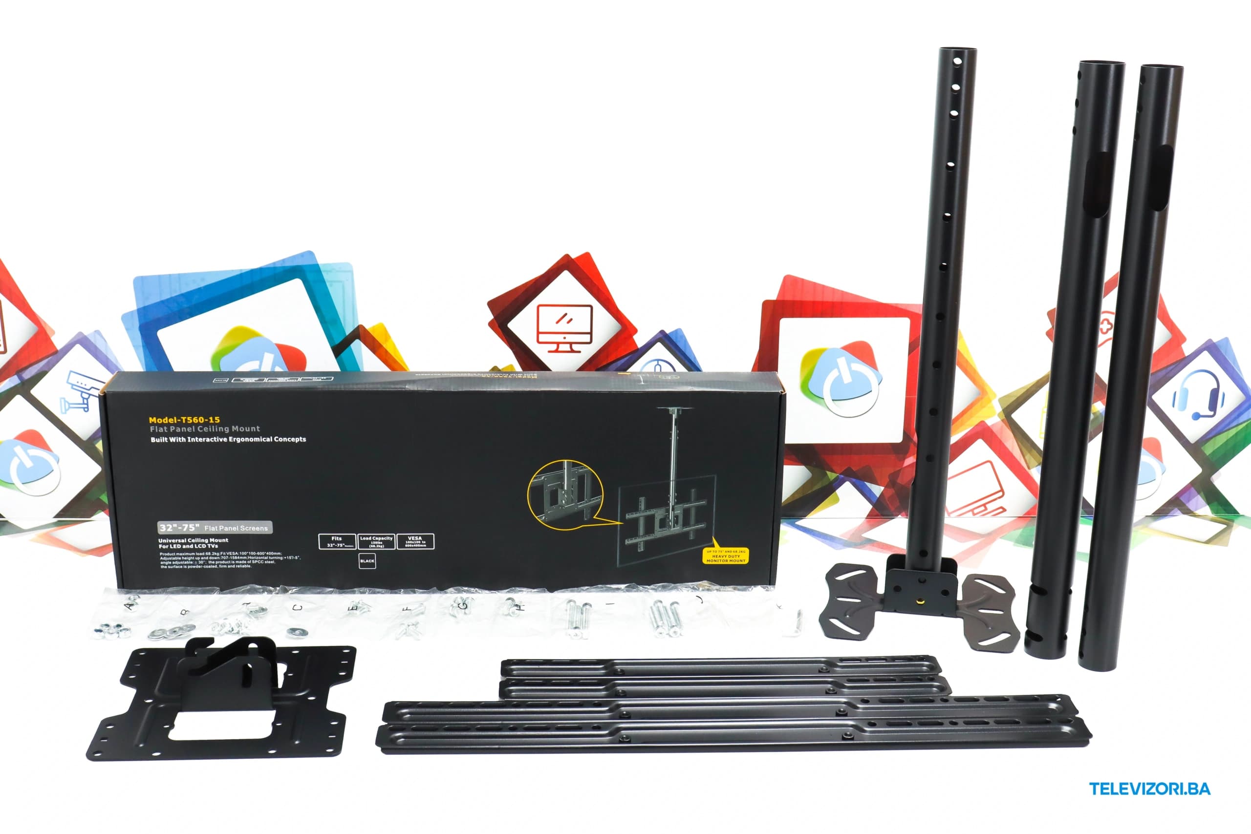 Stropni nosač za TV T560-15 32″-75″ podesivi nagib okretni