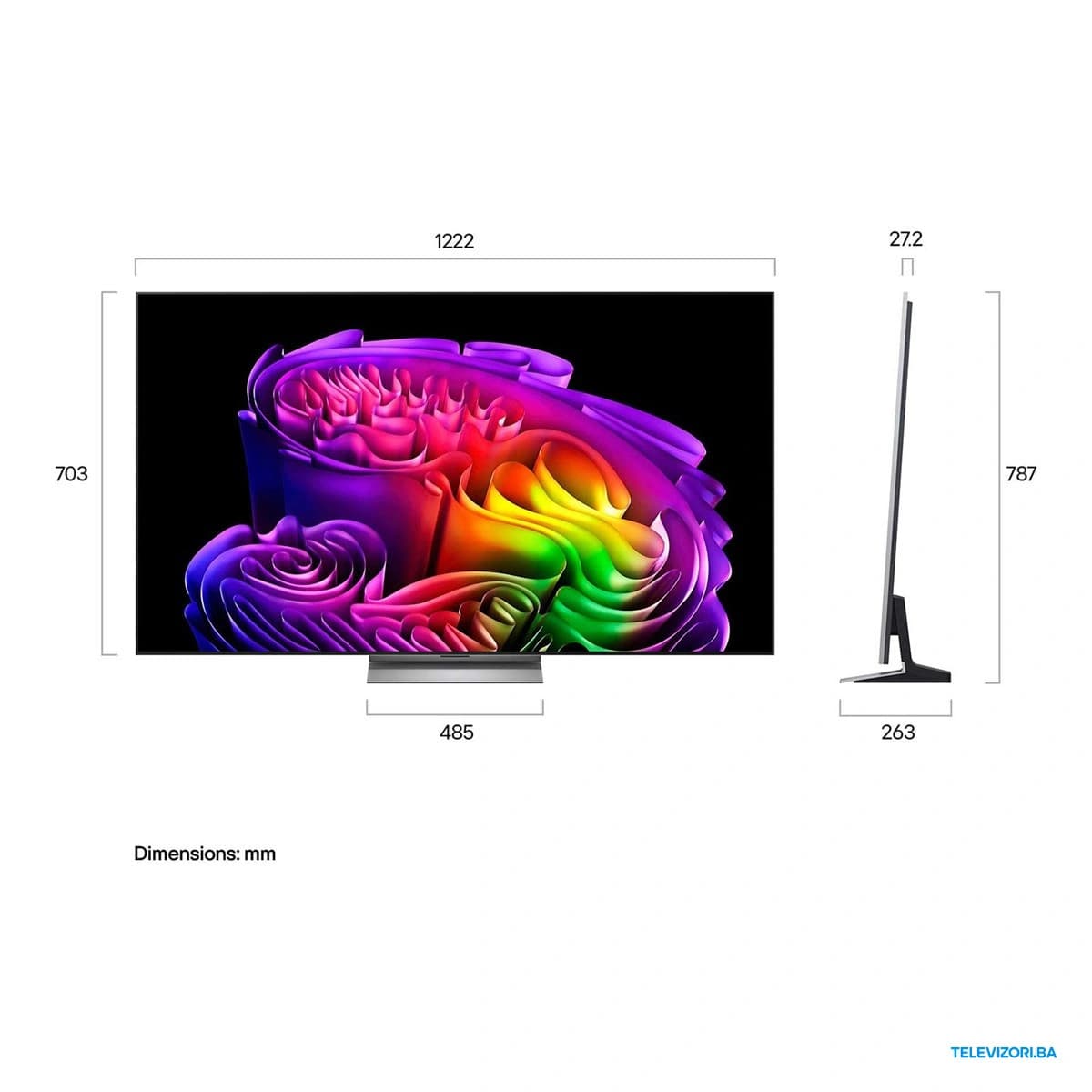 55″ LG 4K UHD OLED Smart TV OLED55G61LW – dimenzije