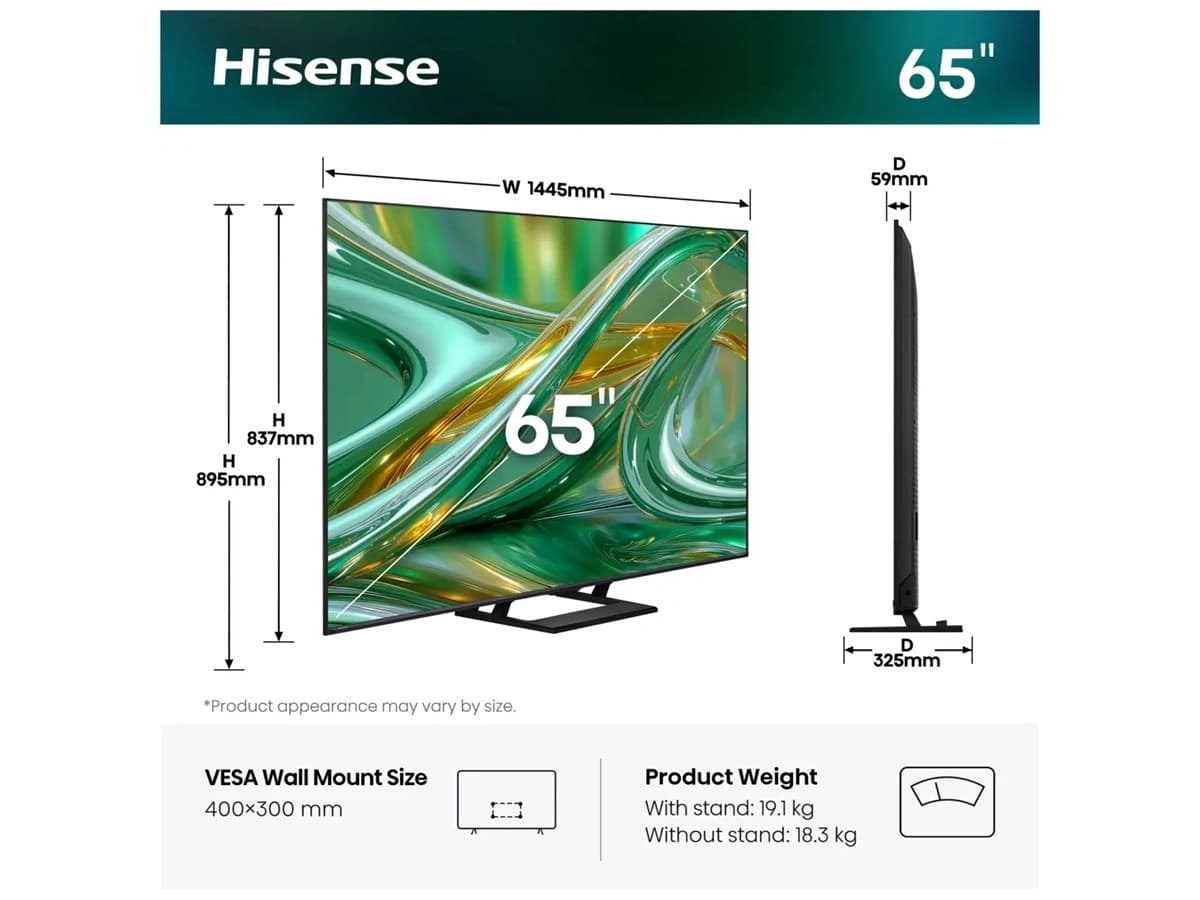 Hisense 65E8S Mini LED 65 – dimenzije