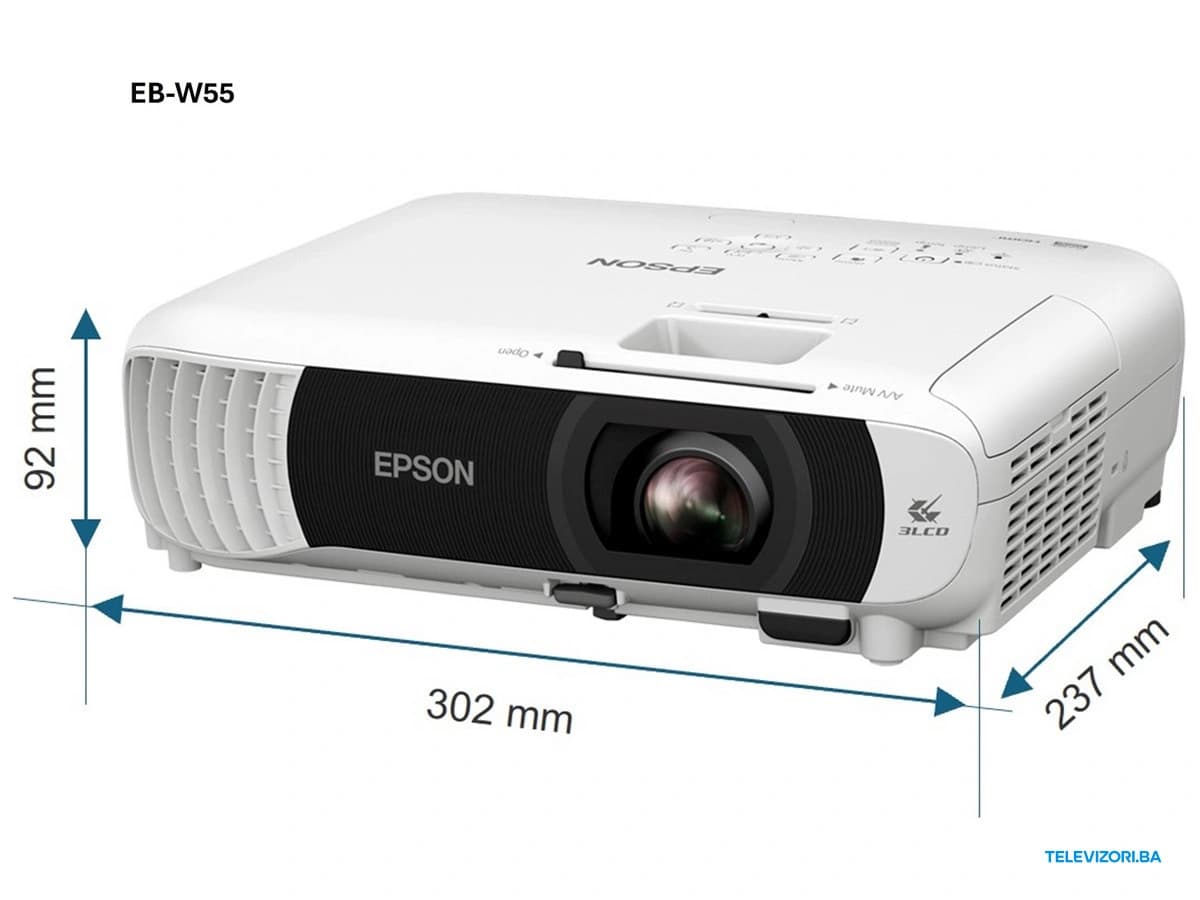Epson EB-W55 projektor – dimenzije