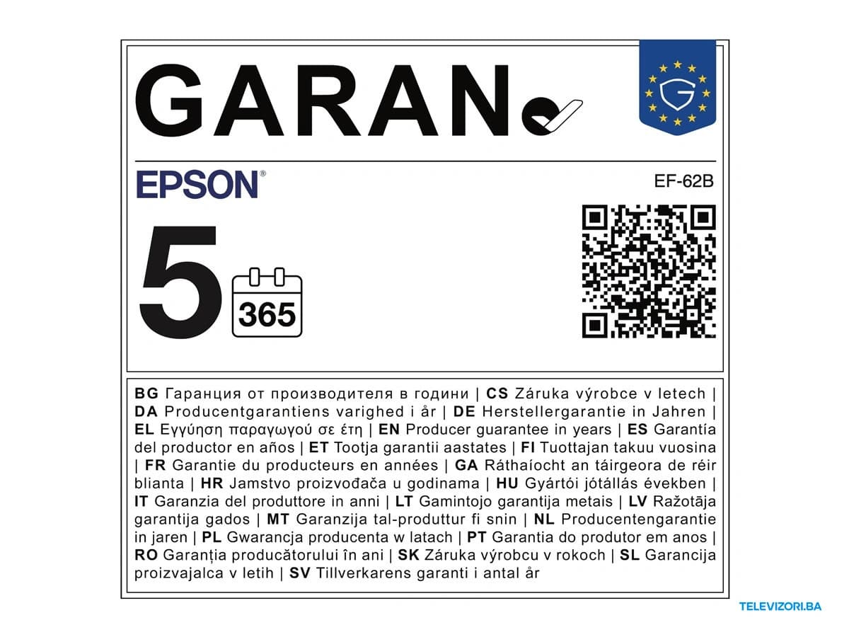 Projektor EF-62B – garancija proizvođača 5 godina